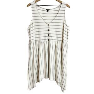 TORRID V-NECK BUTTON DETAIL STRIPED PLUS SIZE WOMEN BLOUSE SIZE 3X